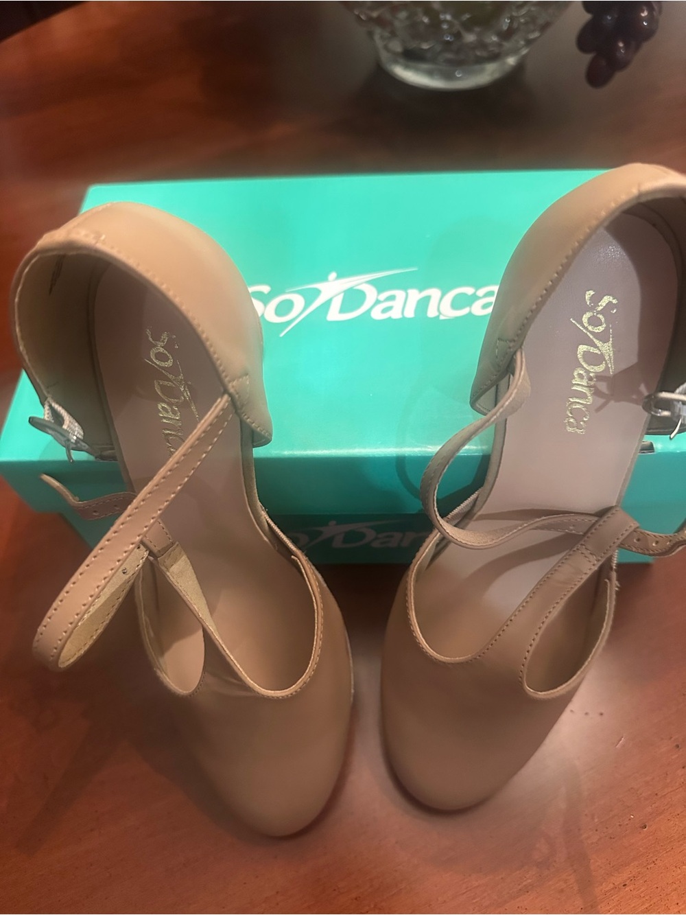Women's Nude/Tan Ankle-Strap Dance Heels